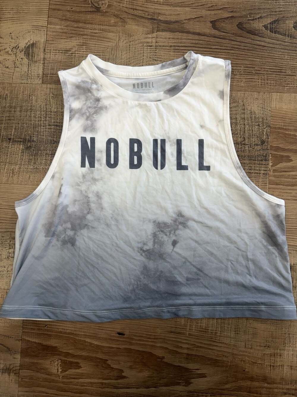 NOBULL Women's Tie Dye Crop Muscle Tank Top Gray White Size M